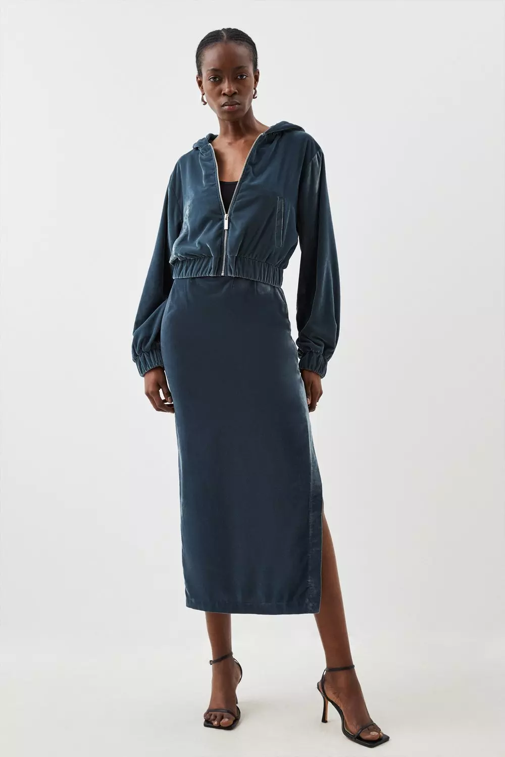 Blue velvet 2024 midi skirt